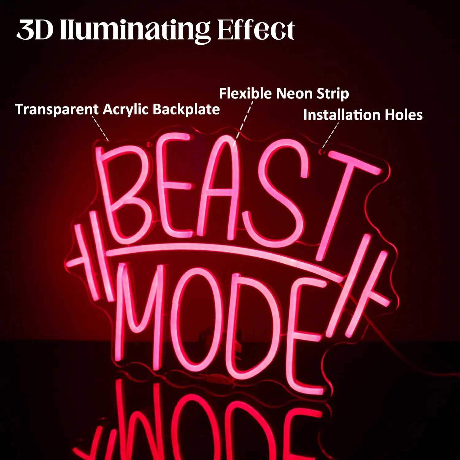 Beast Mode Neon Sign Bar Wine Glass LED Neon Light Sign USB Powered for Restaurant Gym Bar Shop Wall Birthday Party Decor XJ250602