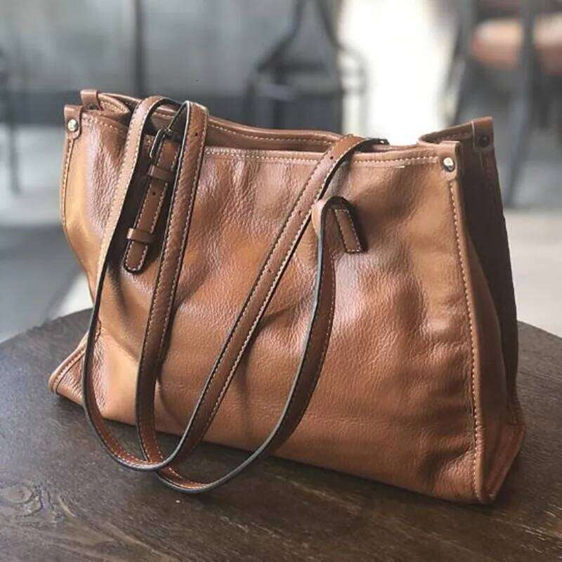 Leather Tote Female Autumn Designer New Fashion Large Capacity Hand Bill Of Lading Shoulder Baotou Layer Cowhide Bag