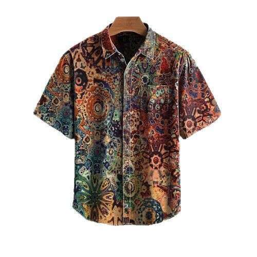 2025 Men's Short Sleeve Summer Cuban Shirt Retro Hawaiian Loose Style Versatile New Trendy Clothing Ins