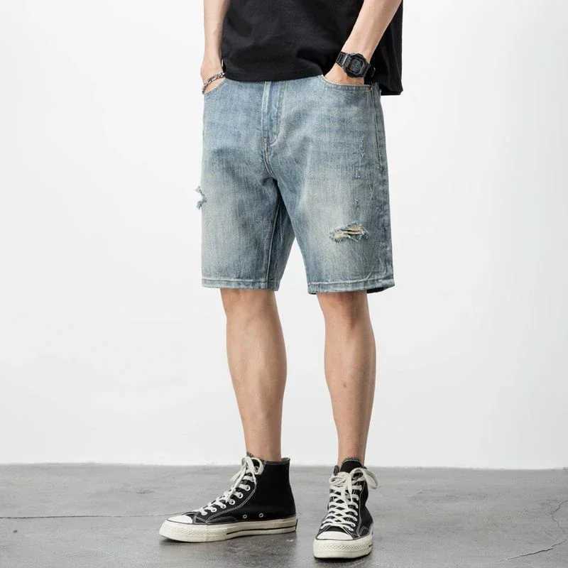 Mens Denim Shorts Straight Oversize Cargo Short Jeans Pants for Men Big Size XL Popular Summer New in Korean Fashion Harajuku CutT250603