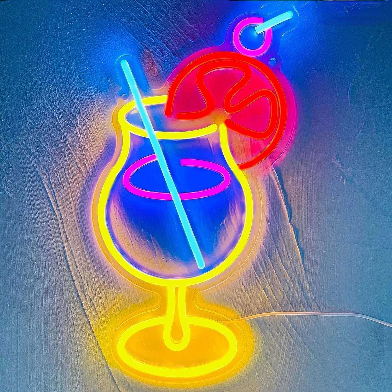 Cocktails Cup Neon Light Bar Sign For Bedroom Wall Neon Decoration for Cocktail Bar Home Bar Party Decor Christmas Holiday Gifts XJ250602