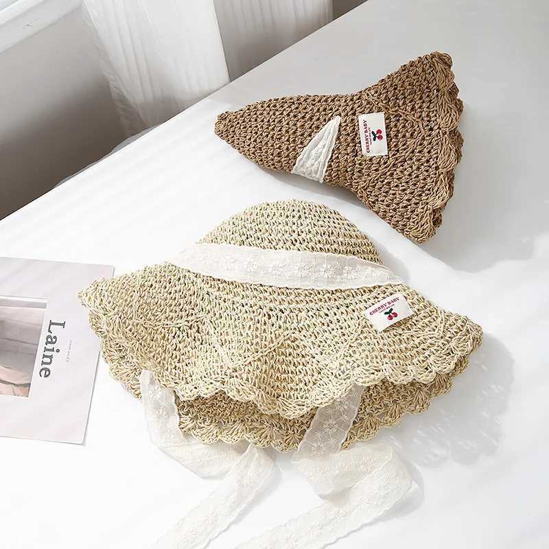 Womens Lace Bow Straw Hat Summer Sun Protection Wide Brim Beach Bucket Hat For Outdoor Travel Casual Adjustable Foldable New W250602