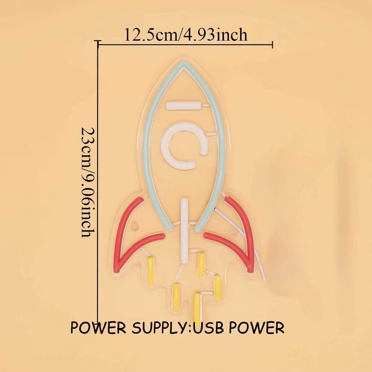 Rocket Neon Sign LED Neon Light for Night Light Room Party Club Decor Mood Light Multipurpose Decorative Wall Mounted Light XJ250602