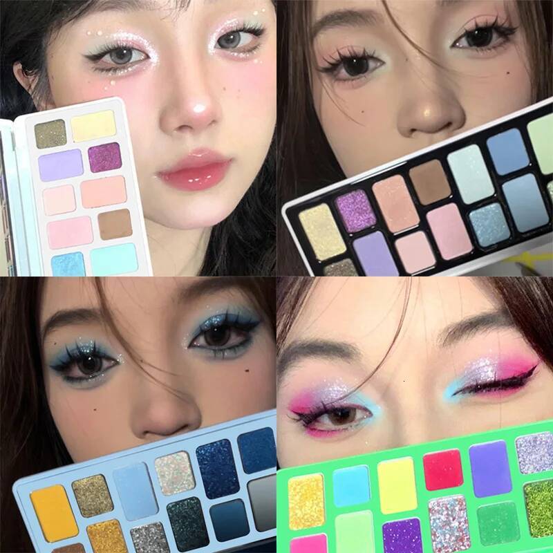 16 Color Shadow Palette Black Pink Grey Blue Green Pearlescent Dias Glitter Eyeshadow Pro Eye Cosmetics Makeup