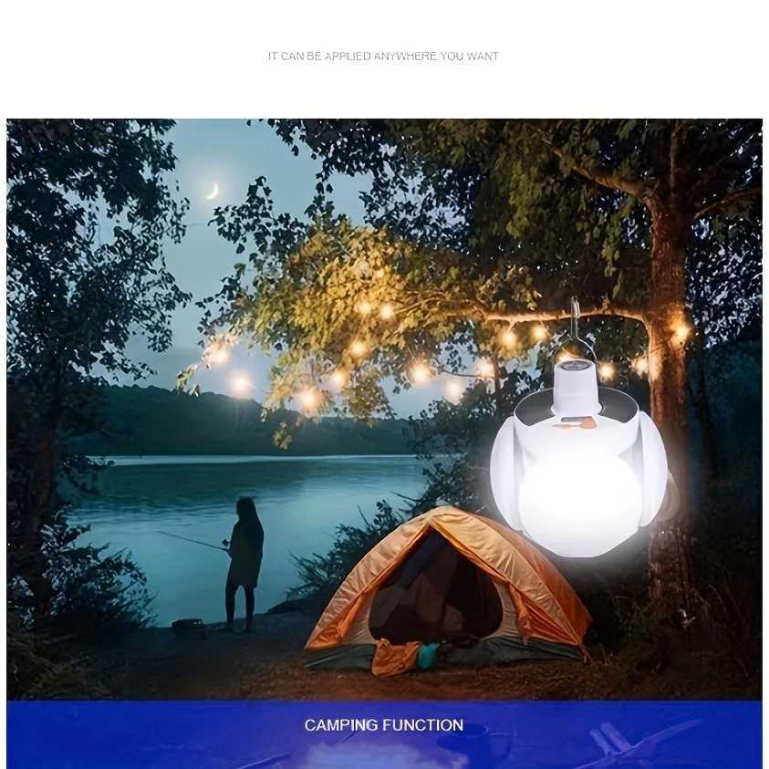 Portable Solar Camping Light with Hook Remote Control Folding Football Bulb Rechargeable Desk Lamp for Tent Emergency Chandelier M251115