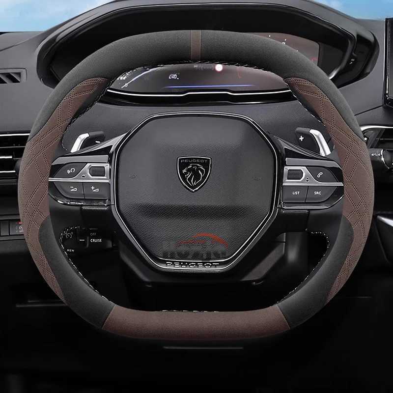 Suede Leather Car Steering Wheel Cover for Peugeot E-3008 3008 E-2008 2008 E-308 GT 2021 2022 2023 2024 2025 Auto Accessories R250603