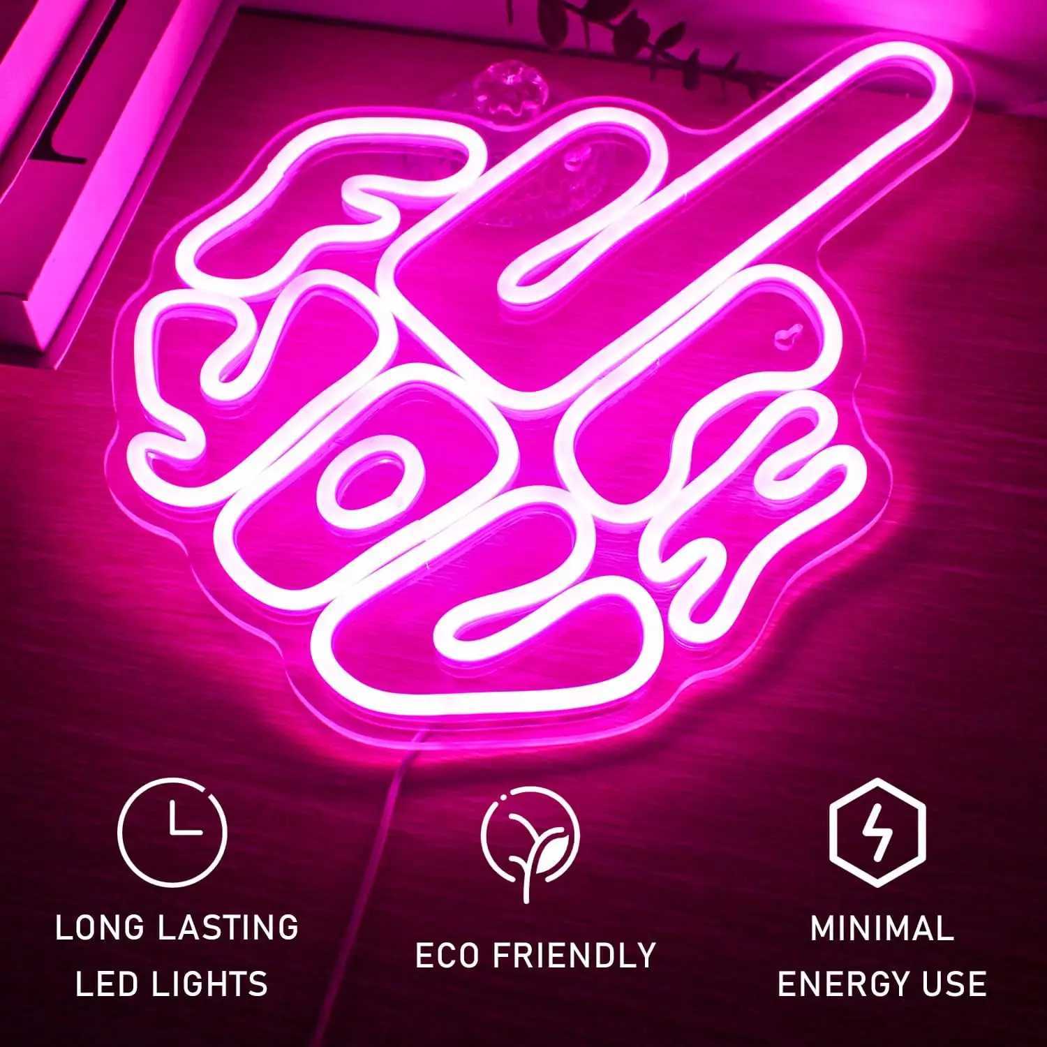 Letters Gesture Neon Signs LED Neon Light Sign Light Up Neon Signs for Bedroom Party Pub Game Zone Decoration XJ250602