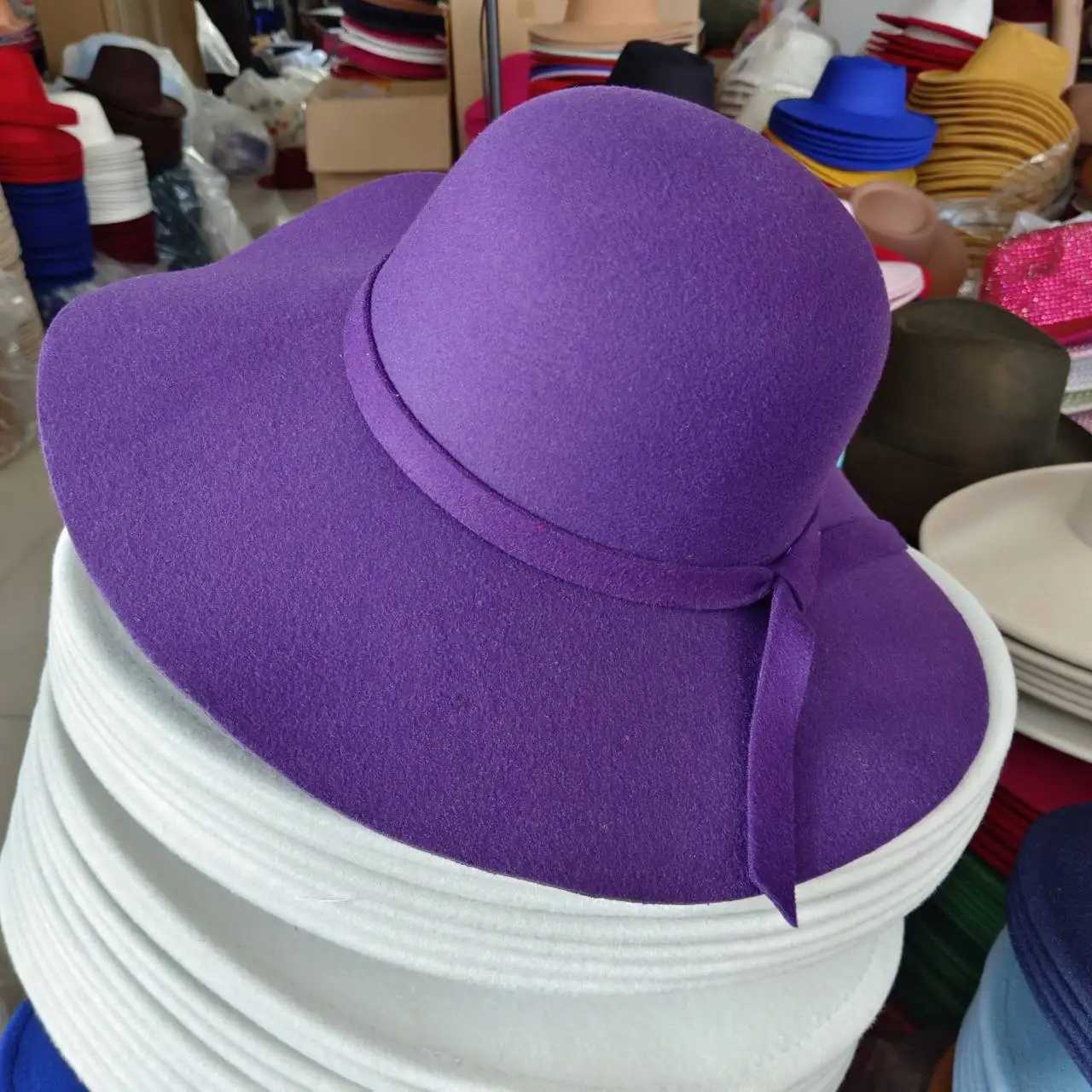 2023 Fedora Hat Wide Brim Felt Cap Summer Beach Womens Girl Lady Travel Flopy Beach Sun Hat Foldable Lake Blue Purple W250602