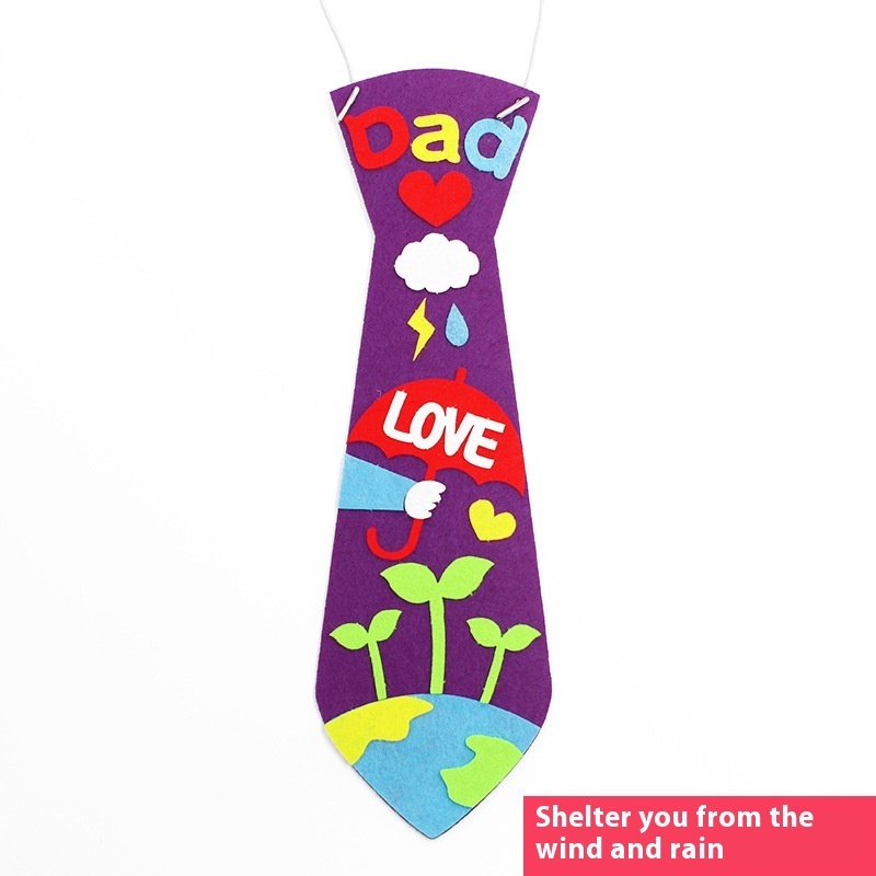 Father's Day DIY Handmade Tie Non-Woven Fabric Sticker Craft for Children Material Kit Educational Kindergarten Creative Gift