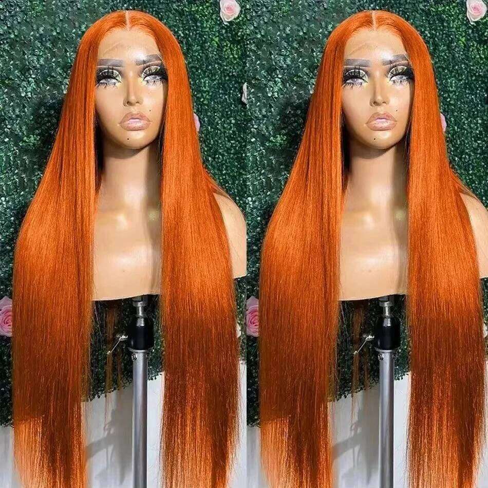 SoulGlow Bone Straight Orange Ginger Human Hair 13x6 Hd Lace Frontal Wig For Women #350 Colored Wigs Preplucked Brazi