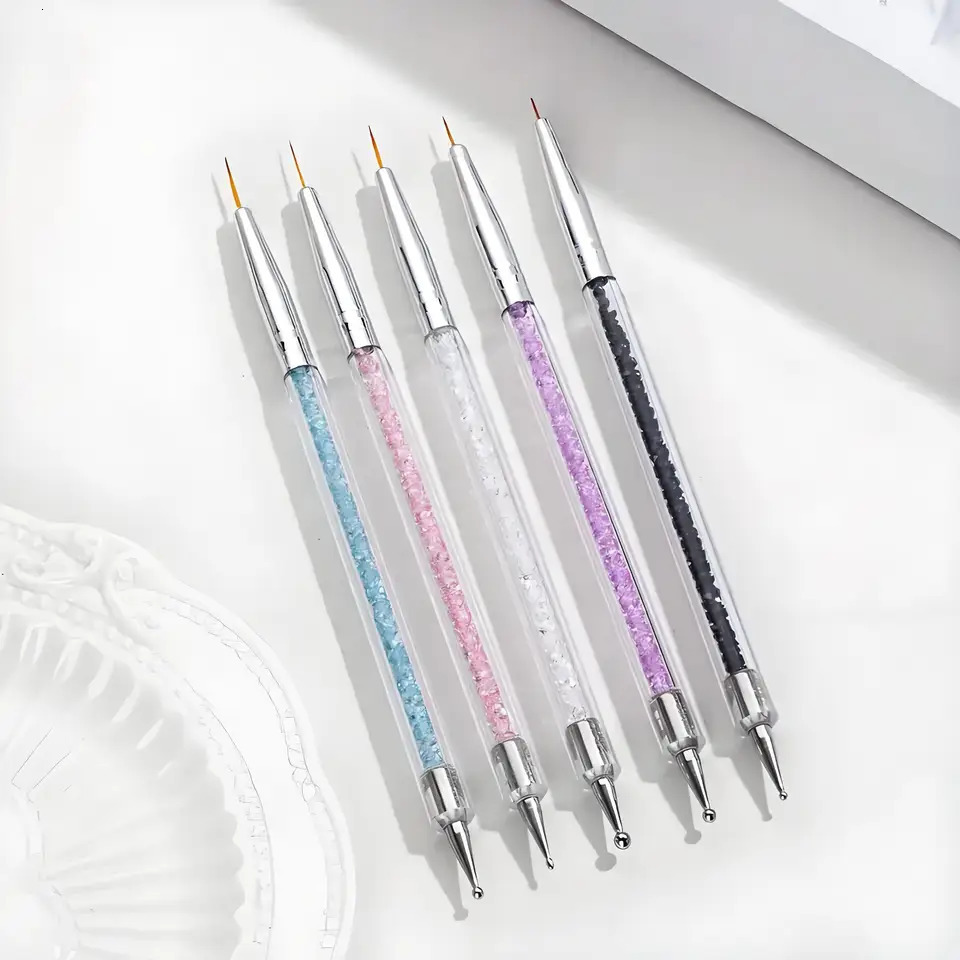 5 sets of double head point drill pen Draw line pen point bead point flower needle acrylic rod nail brush set nail tools 250528