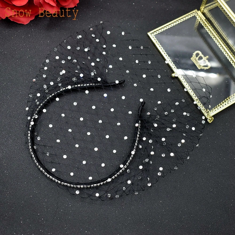 JM06 Handmade Birdcage Veil Rhinestone Headband Fascinator Hat Vintage Wedding Bridal Headpiece Hairbands Party Hair Accessories 250530