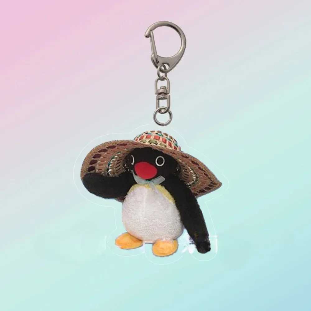 Funny Anime Cute Penguin Key Chain Bag Pendant Gift Micro Landscape Decoration Key Ring Jewelry Frog Bear Acrylic Keychain Gifts XJ250602