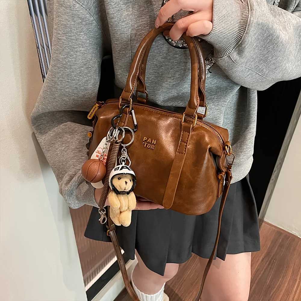 Retro Handbag for Women New Trendy Bowling Bag Simple Single Shoulder Crossbody Bag Pillow Bag Y250603