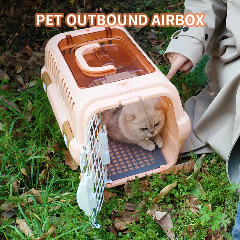 Outdoor Portable Cat Box Large Capacity Pet Aviation Box Cats Transport Cage Breathable Solid For Dog Cat 250526