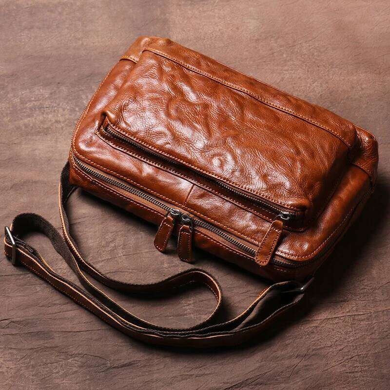 GURO Vintage Trend Shoulder Men Genuine Leather Crossbody Design Sling Top Cowhide Messenger Bag For 11 Inch IPad