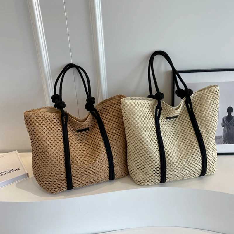 Elegant Ladies Str Woven Handbag Women Holiday Beach Bag Casual Shopper Tote Top-Handle Bags Fashion Underarm Shoulder Bags Y250603