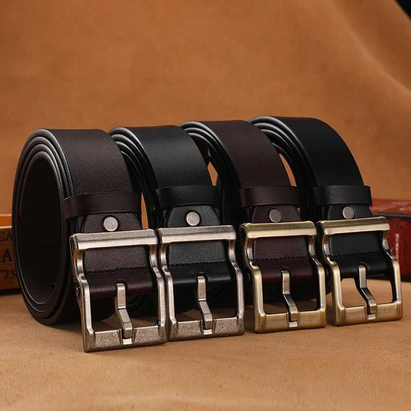 3.8cm Wide Mens Belt 110cm 120cm 130cm High-Quality Leather Belt Mens Retro Pure Cowhide Alloy Pin Buckle Jeans Mens BeltXJ250602