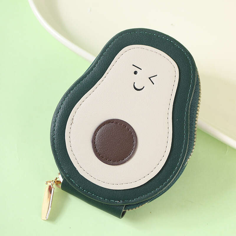 2024 Cute Avocado Accordion Card Holder Ins Multi-Card Slot Storage Zipper ID Bag Cartoon Coin Purse