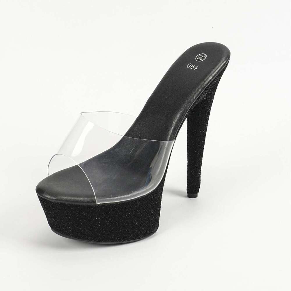 Super High Heels 8662-4 Autumn Nightclub Sexy Women's Shoes Waterproof Platform Roman Peep Toe Elegant Super High Heel Slippers Platform High Hee