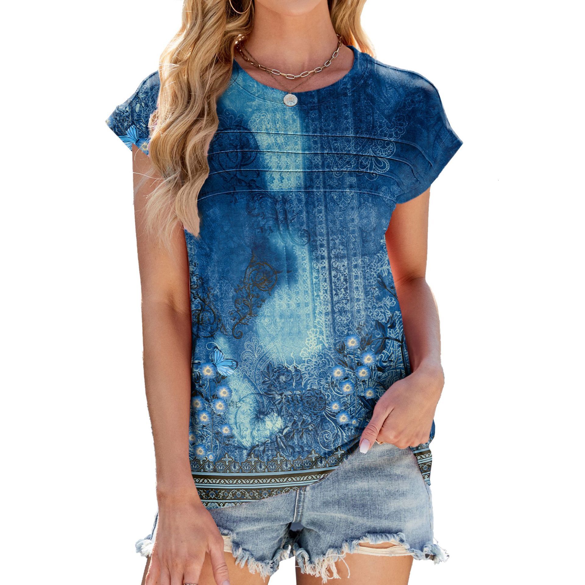 Luxury Designer Clothing Fashion 2025 Summer New Print Striped Round Neck Loose Short Sleeved T-shirt Women's Top Designer T-shirt