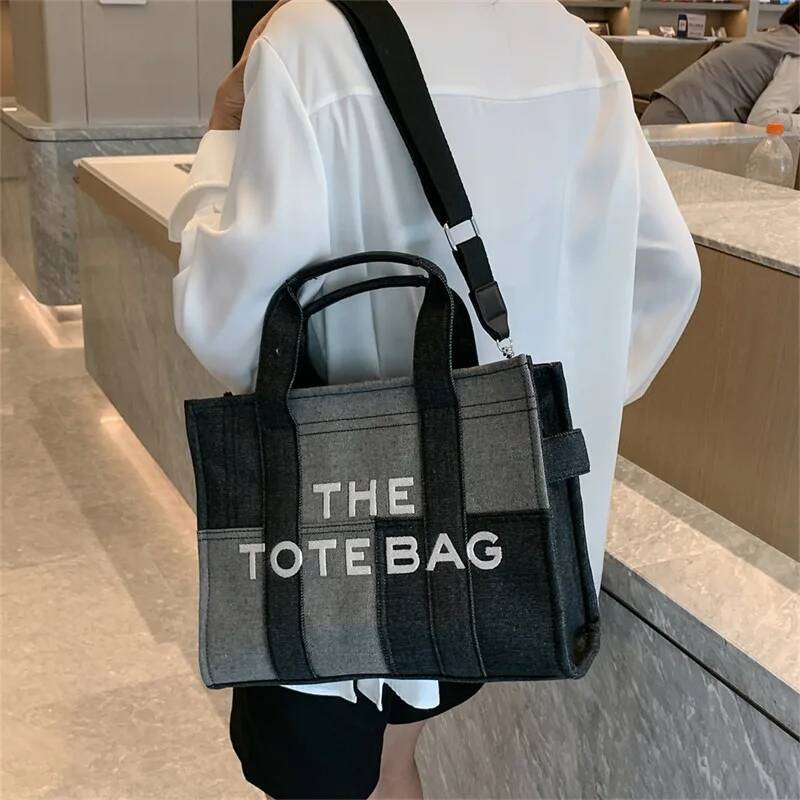 New Fashion Women's Tote Trend Brand Denim Embroidery Crossbody Classic Elegant Shoulder Bag Designer Handbag