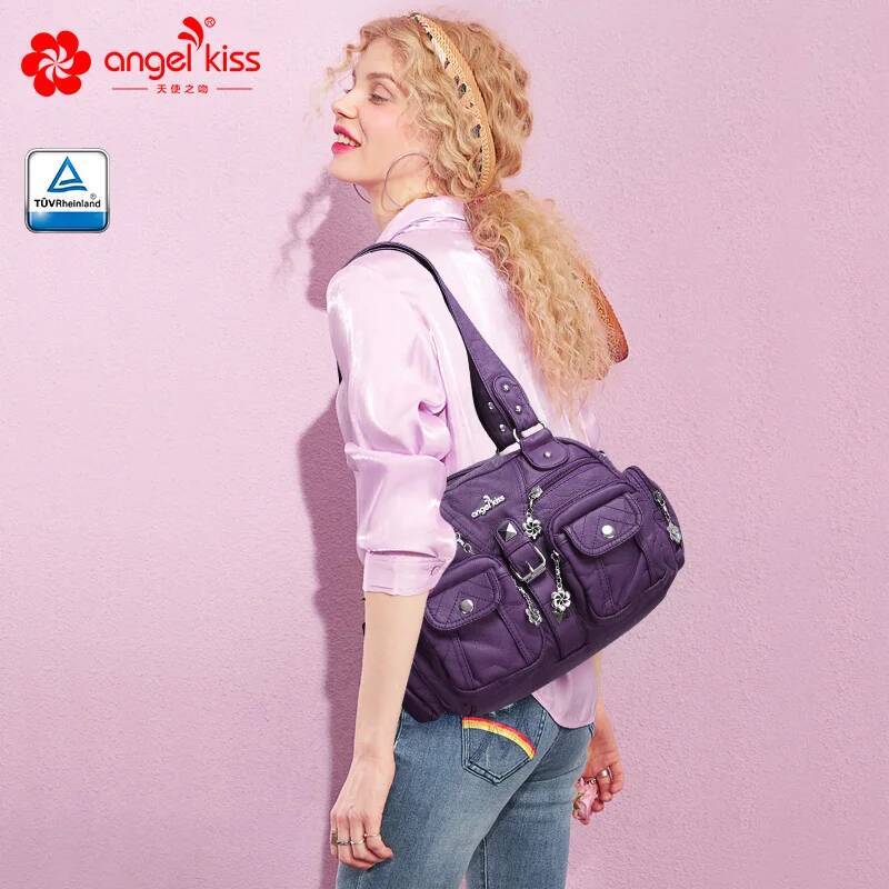 Angelkiss Women Handbags Satchel Top-handle Handbag PU Bag Dumpling Give Gifts Shoulder Bags Phone Money Pack