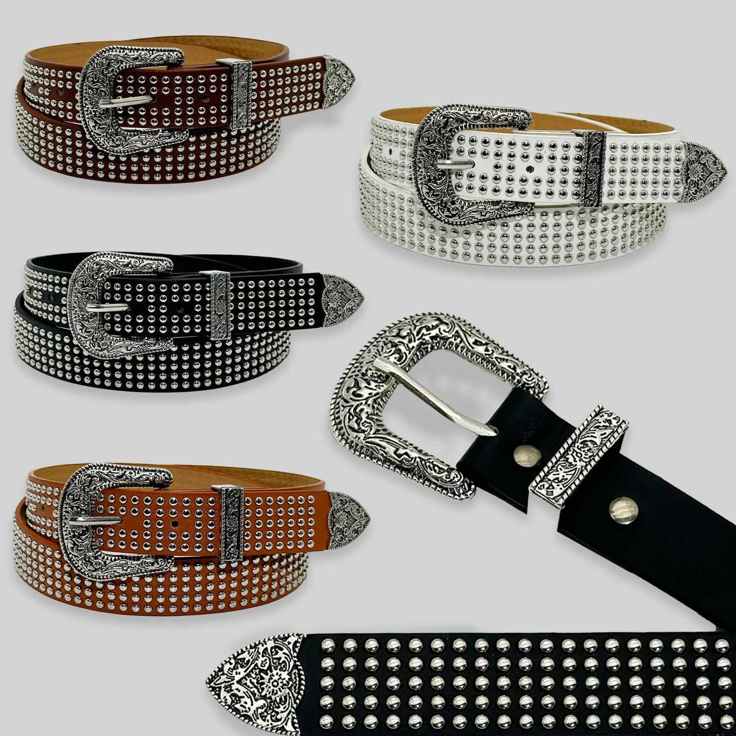 Mens Jeans Rhinestone Large Size Belt Womens Belt Western Denim Shiny Rivet Design Leather HipHop Punk Rock Y2K Style BeltXJ250602