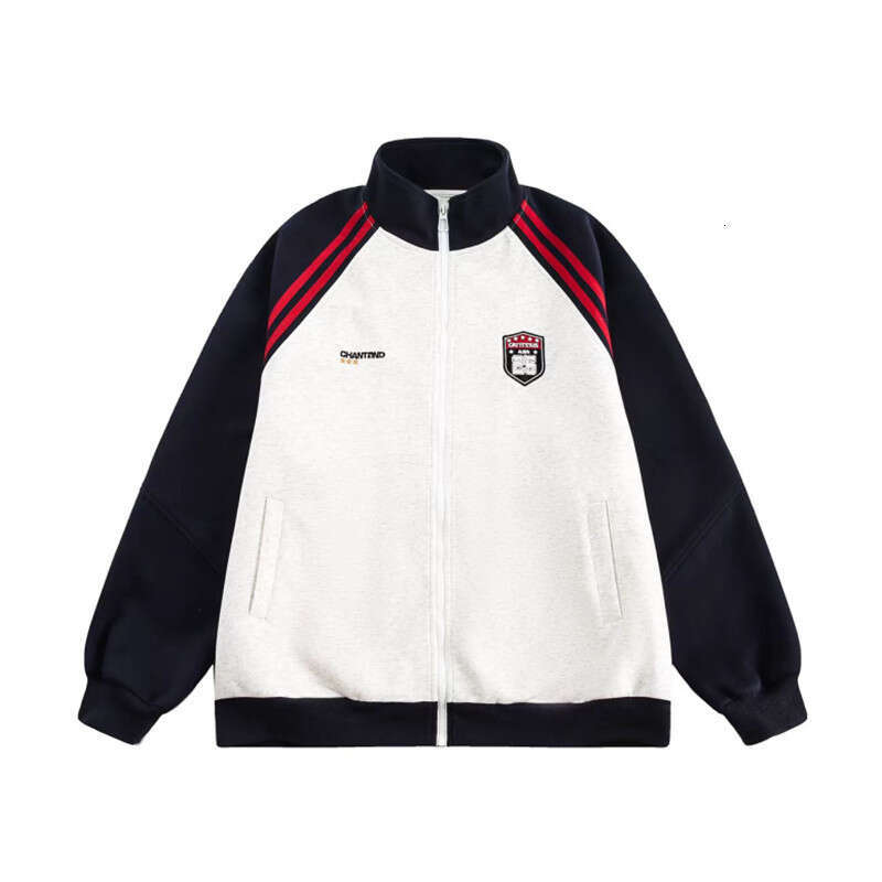 Chinese Style American Jacket For Women Spring And Autumn High-End Patchwork Raglan Sleeve Sweatshirt Cardigan Trend B5