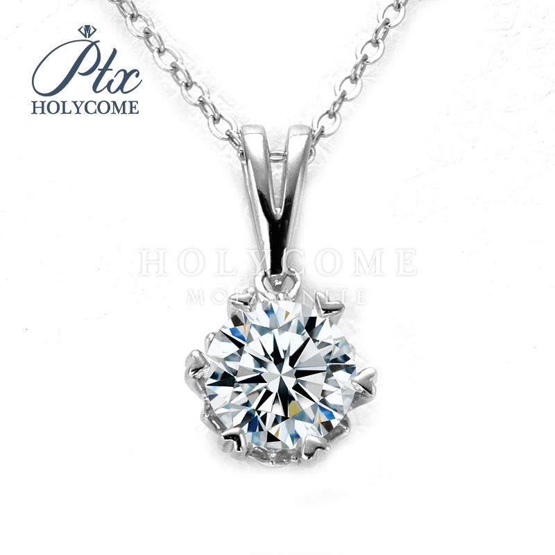 Classic 925 Sterling Silver Classic Advanced Snowflake 6 Prong Setting Necklace 1CT D Color VVS1 Moissanite Diamond for Women Jewelry