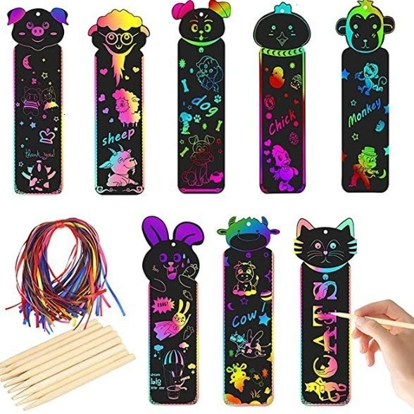 Animal Style Paper Creative DIY Children's Christmas Halloween Scratch Card Bookmark