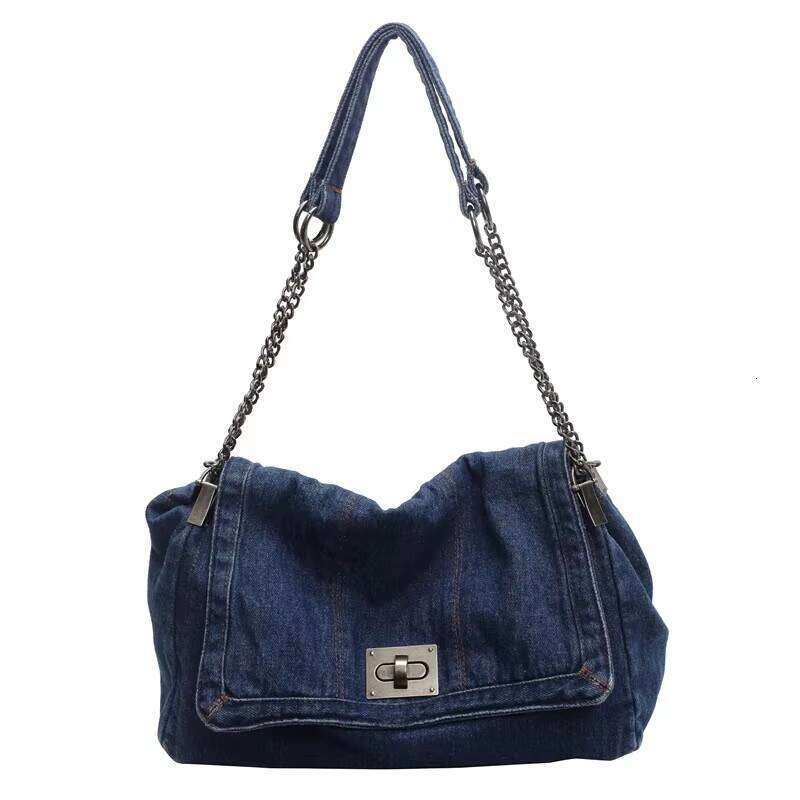 DHgargets High Quality Denim Women's Crossbody Bag Fashionable Zipper Solid Color Bags for Women Famous Brand Handbag