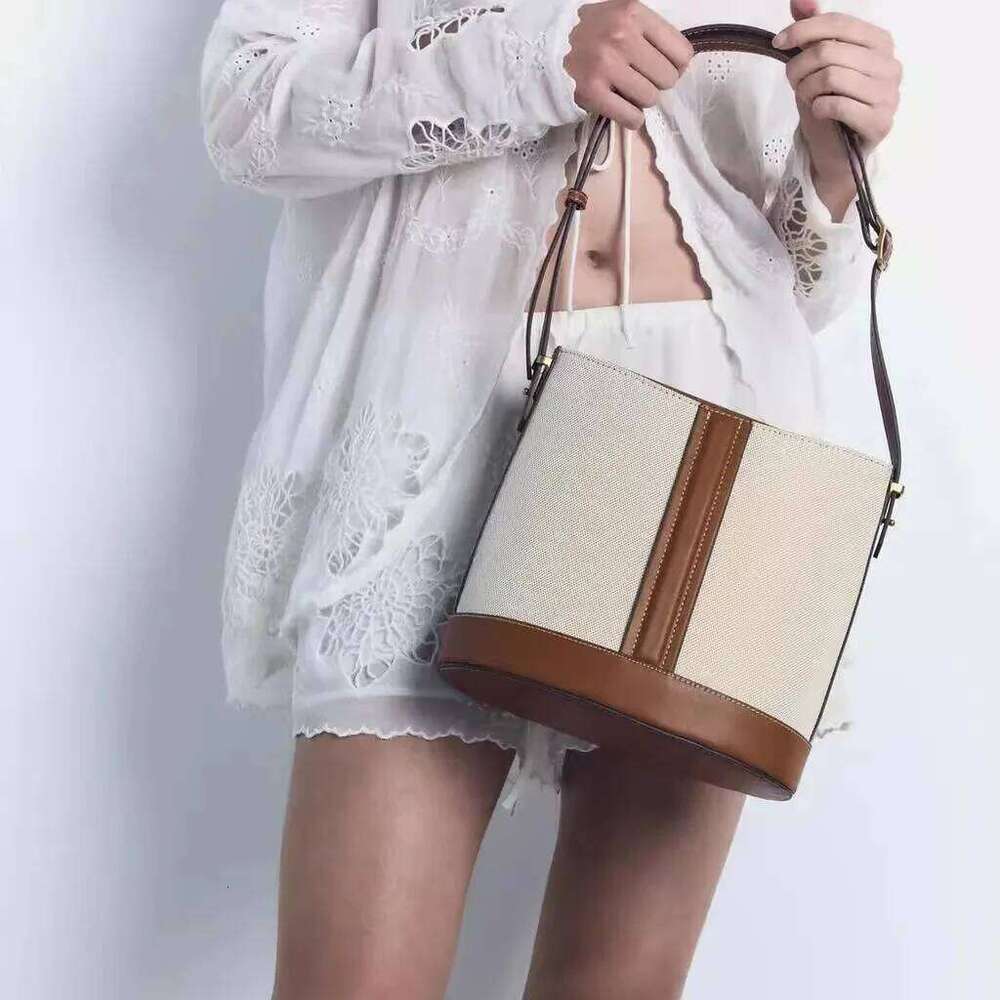 Fashion Canvas Bucket Large Splicing Handbags Shoulder Bag High Quality Crossbody Bags For Women Tote Female Purses