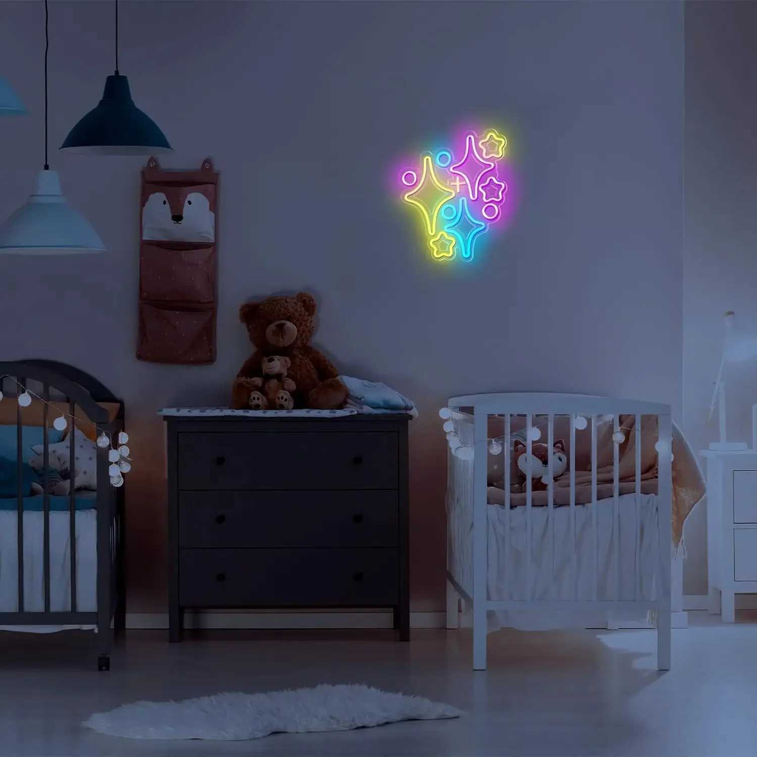 Stars Neon Sign LED Neon Sign for Wall Decoration with USB Dimmable Neon Sign for Different Occasions Like Bar Party XJ250602