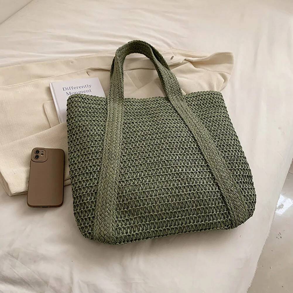 2025 New Handmade Woven Handbag Summer Designer Women's Woven Bag Fashion Handmade Simple Large Capacity Tassel Pendant Shopping Handbag Handbag 