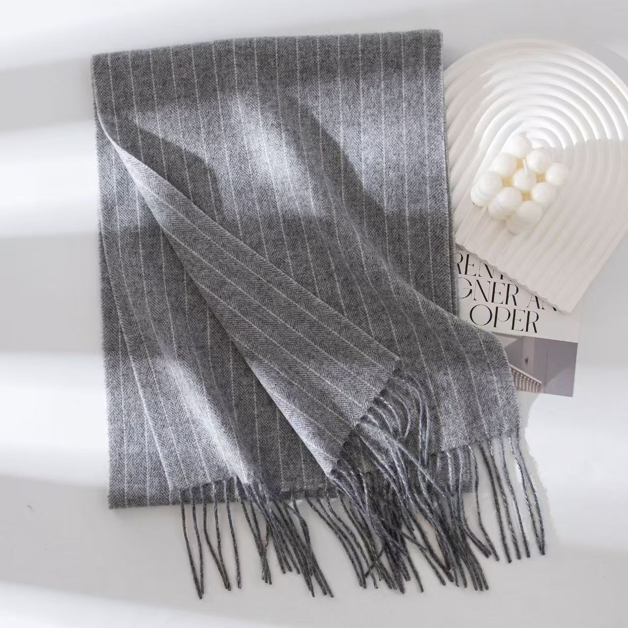 T869 wool scarf female striped autumn new product high-end long warm shawl thick neck