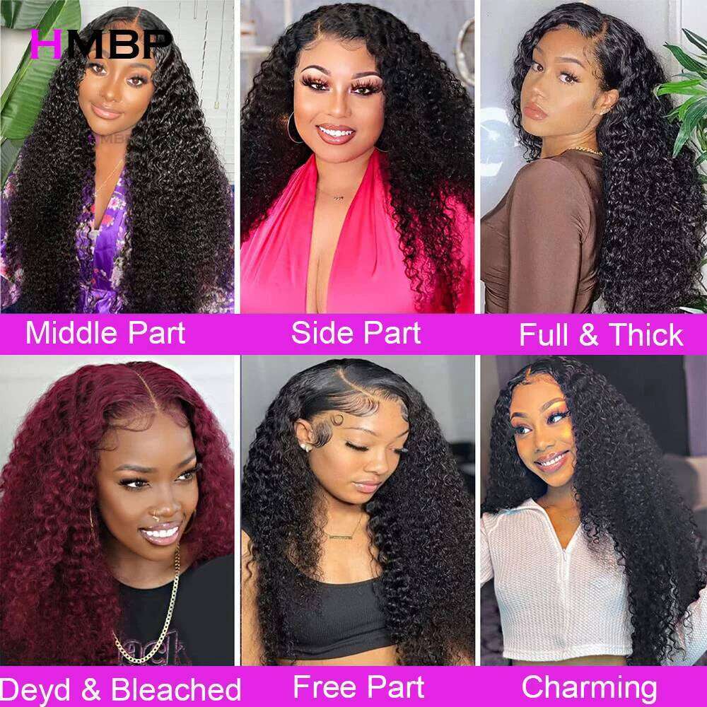 250 Density 13x6 HD Lace Frontal Wig Kinky Curly Glueless Preplucked Ready To Go Brazilian Wigs 100 % Remy Human Hair