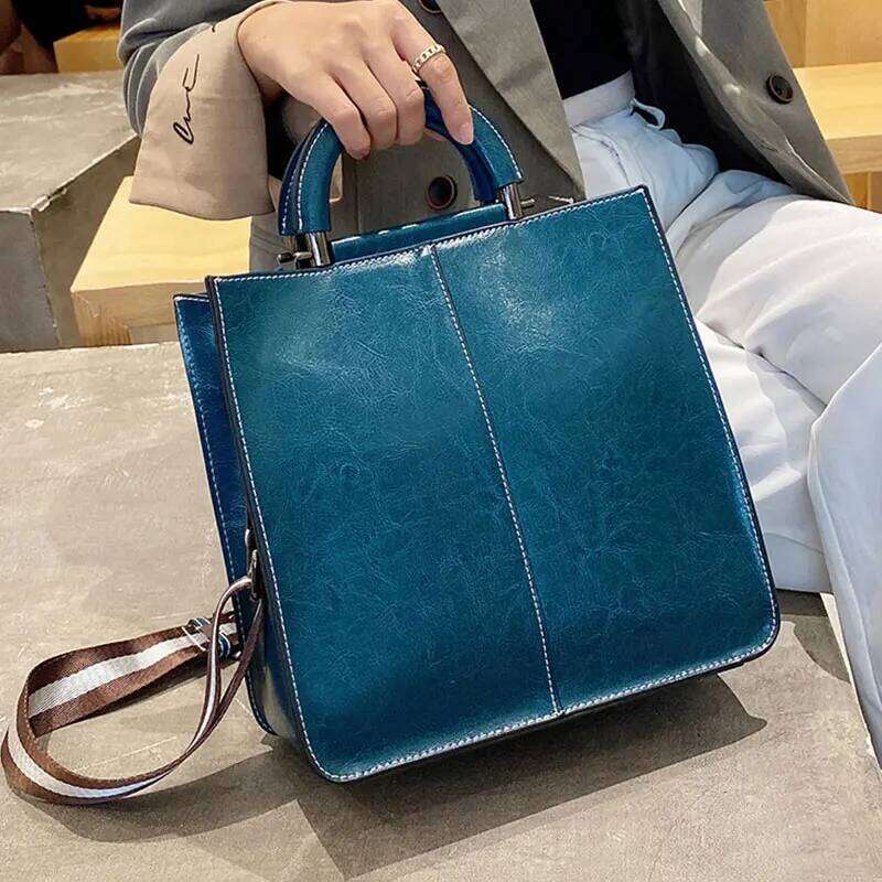 Genuine Leather Women's Shoulder 2025 New Designer Women Handbags Retro Cowhide Crossbody Bags Female Square Tote Bag
