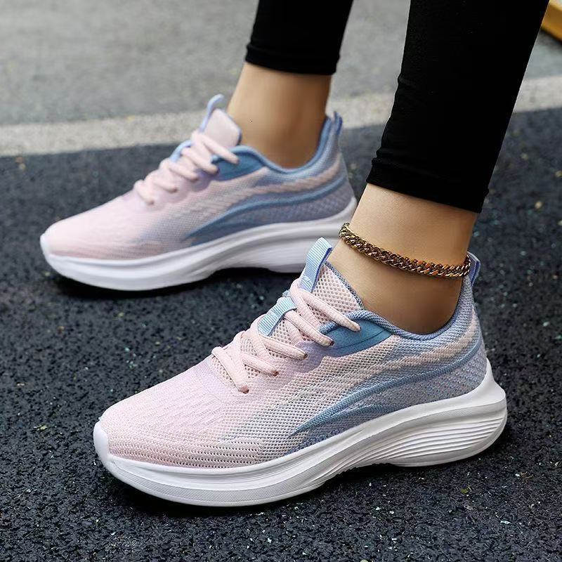 Spring And Autumn Women Soft Sole Sports Students Professional Ultra Light Shock Absorbing Running Shoes Breathable Mesh Casual Shoes For Middle Schoo