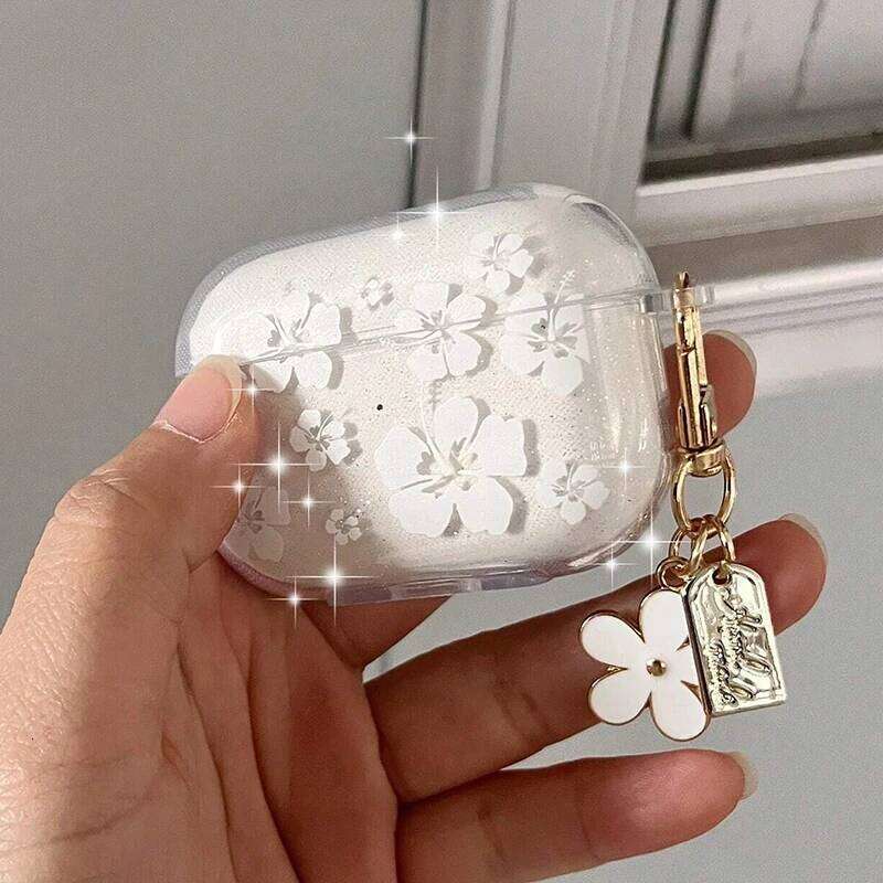 Fashion Soft Silicone Cover Pro/Pro 2nd Cute Clear Flower Pendant Earphone Case for Apple 1 2 3 4 Headphone