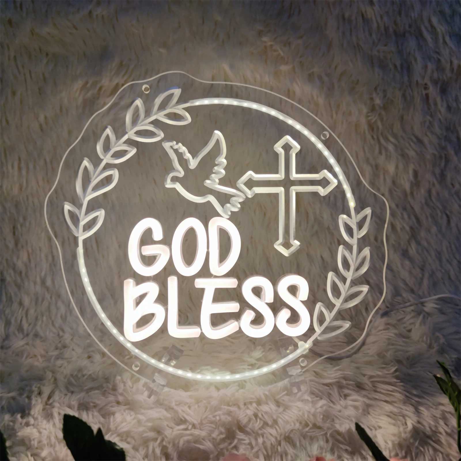 God bless Neon Sign LED neon light for Birthday Party Room Wall Decoration lights Birthday Gifts Neon Night light USB Powered XJ250602