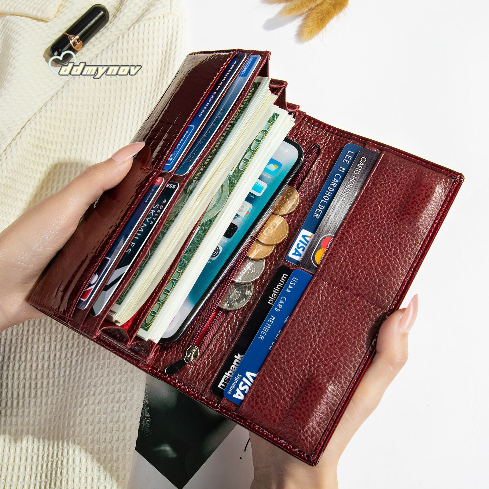 Genuine Leather Small Bag Crocodile Pattern Cowhide Wallet Women's Long Clutch Fashion Handbag ddmynov ddmynov