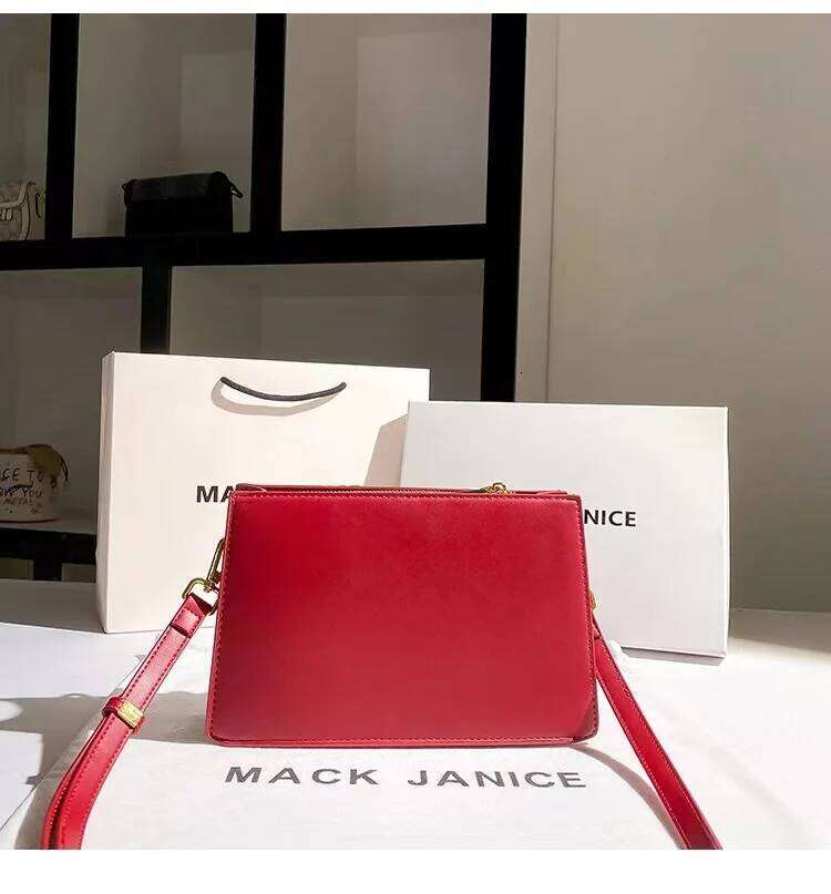Women Handbag High Quality Fashion Textured Leather Red Square Lady Purse Female Shoulder Messenger Underarm Bag Armpit