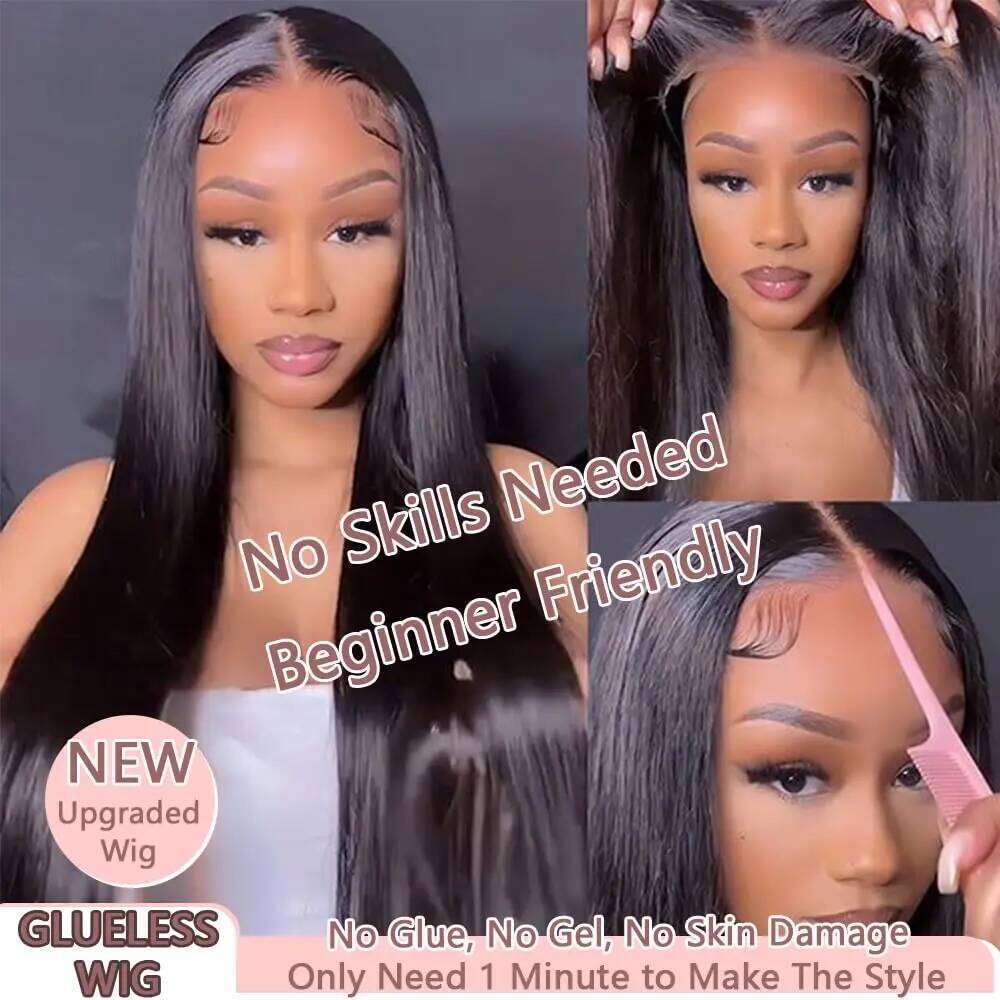 180% Bone Straight Glueless Human Hair Ready To Wear 6x4 5x5 Lace Closure Wig Pre Plucked MYLOCKME