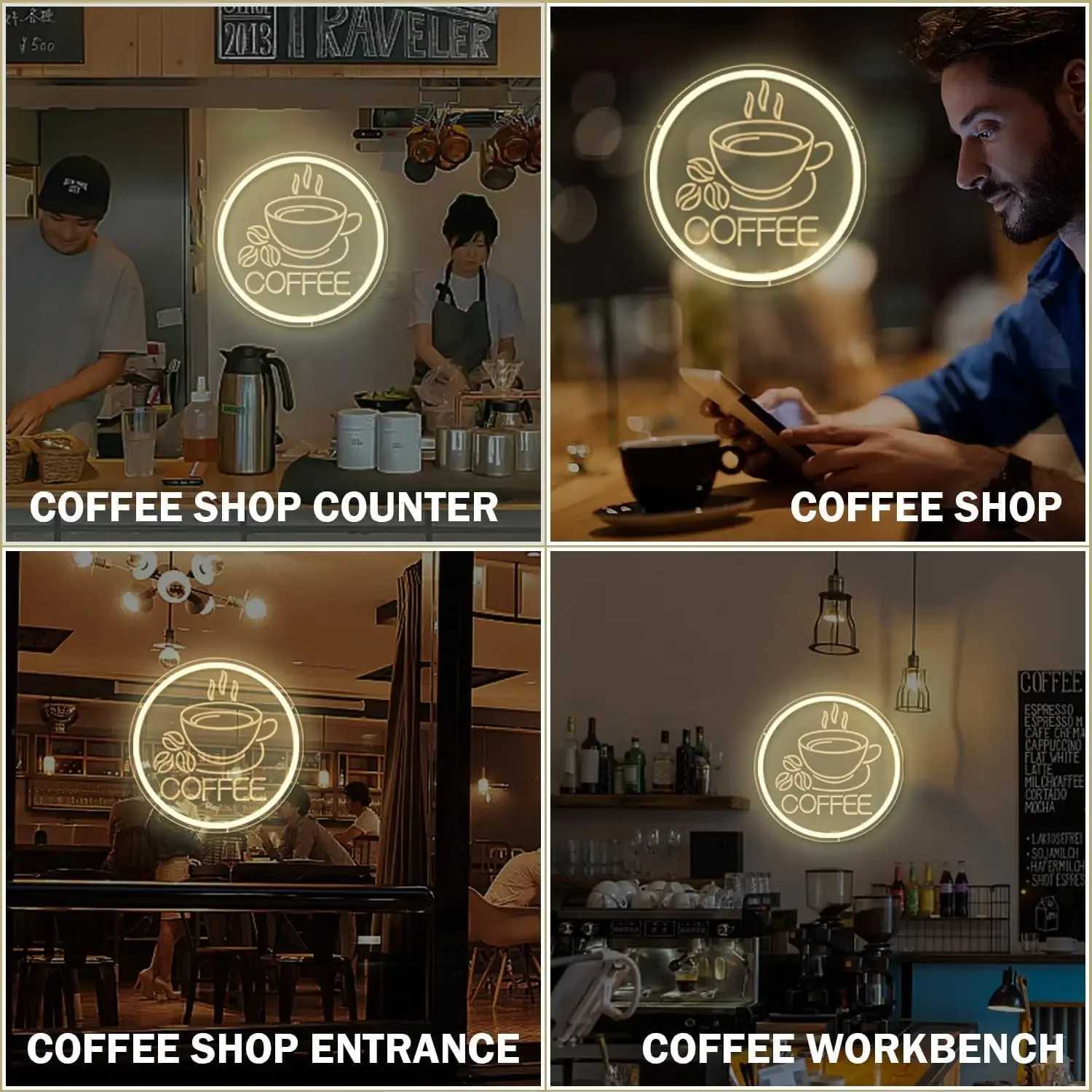 Coffee Neon Sign USB Powered LED Neon Light for Coffee Bar Cafe Home Bar Restaurant Business Coffee Neon Wall Decor XJ250602