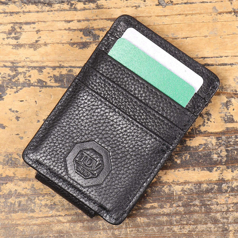 Men's Holder First Layer Cowhide Multi-Card Slot Magnetic Buckle Dollar Clip Personalized Card Press Wallet