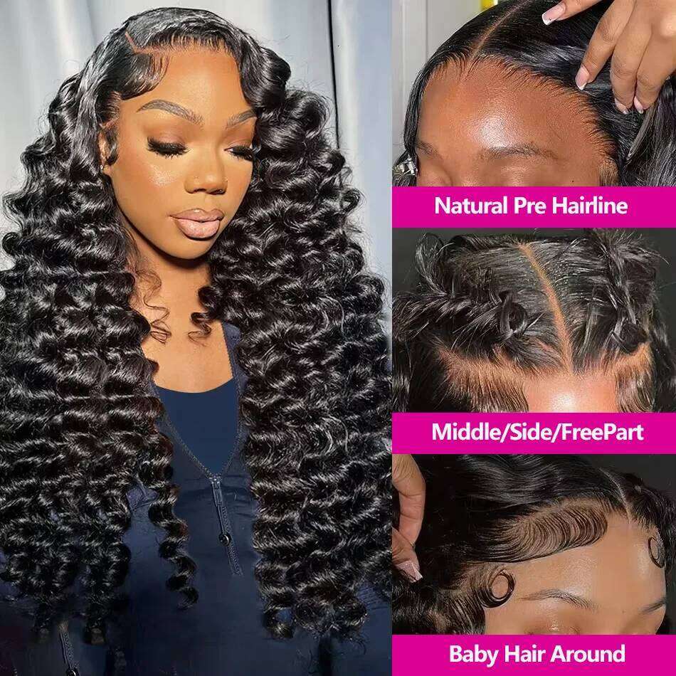 210 Density Loose Deep 13x6 Front Human Hair Wigs Brazilian 30 40 Inches Curly Water Wave HD 13x4 Lace Frontal Wig