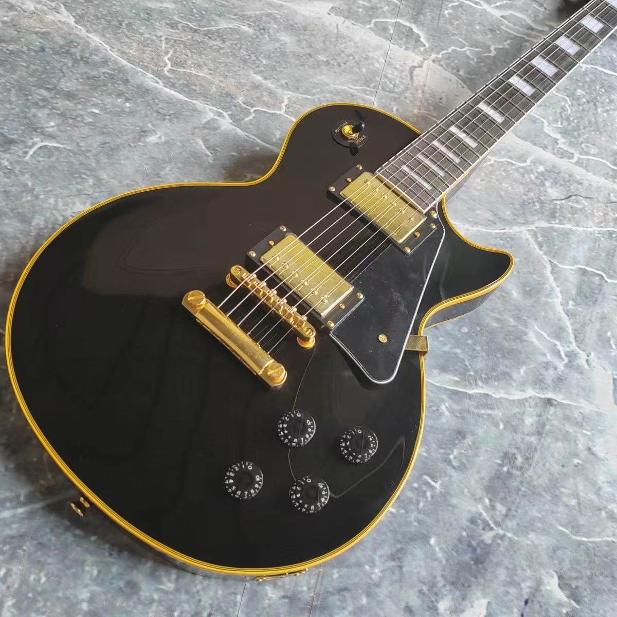 Black Finish with Yellow Trim - Fully Personalized Electric Guitar