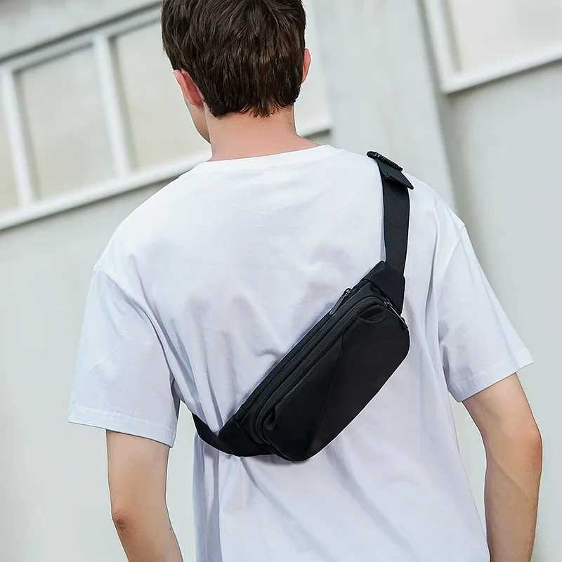 Mens Waist Bag Pack Travel Sports Male Fanny Pack Large Wallet Phone Belt Bag Pouch Mens Shoulder Hip Bag 4 Pockets W250604