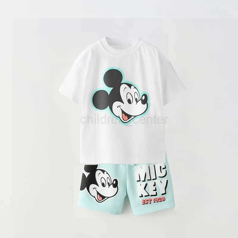 Disney Donald Duck Cartoon T-shirt + Shorts 2pc/set Boys Clothes Summer Clothing Loose Casual Short Sleeve Suit Childrens Wear Disney W250604